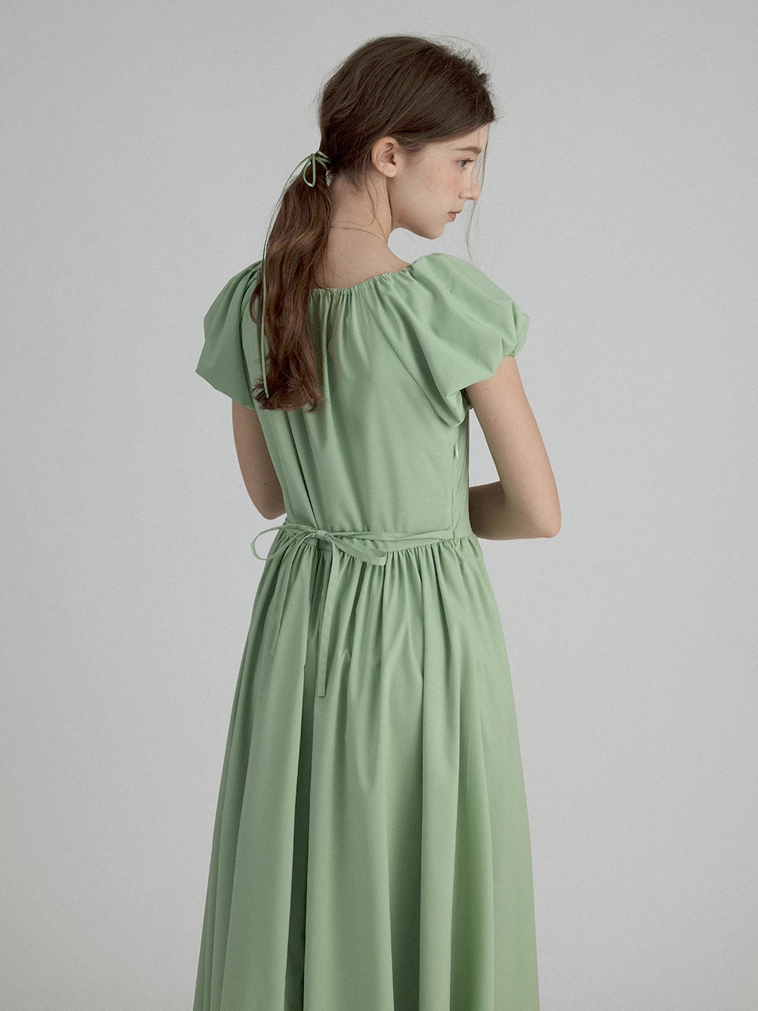 Bubble Sleeve Flared Dress