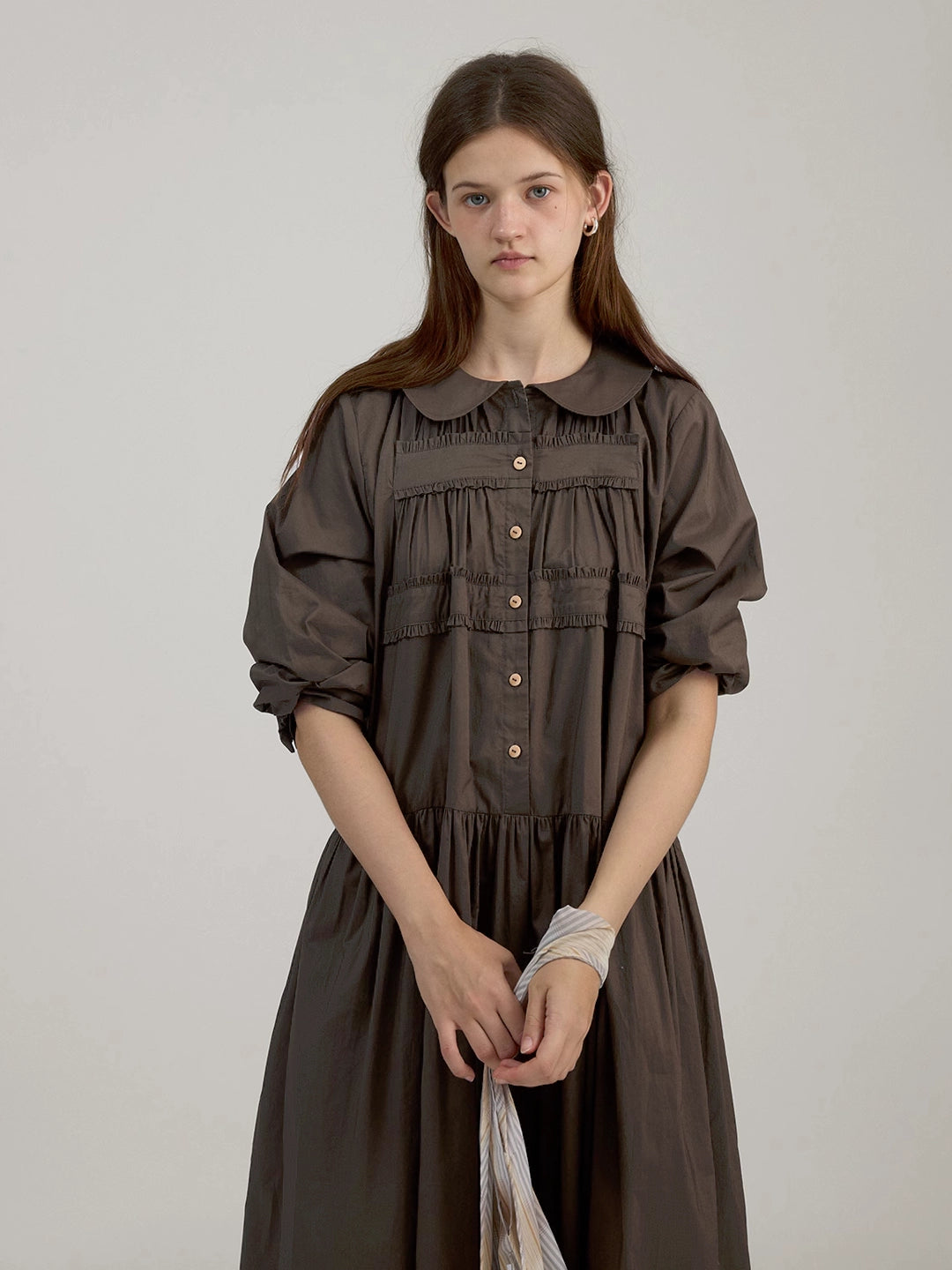 Three-Quarter Sleeve Flared Dress