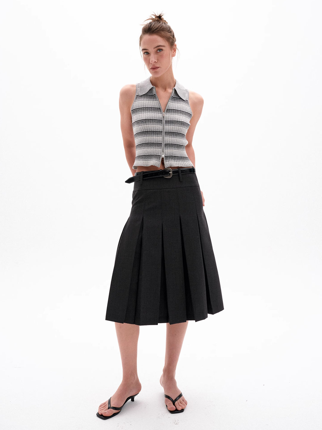 Pleated A-Line Skirt in Wool Blend