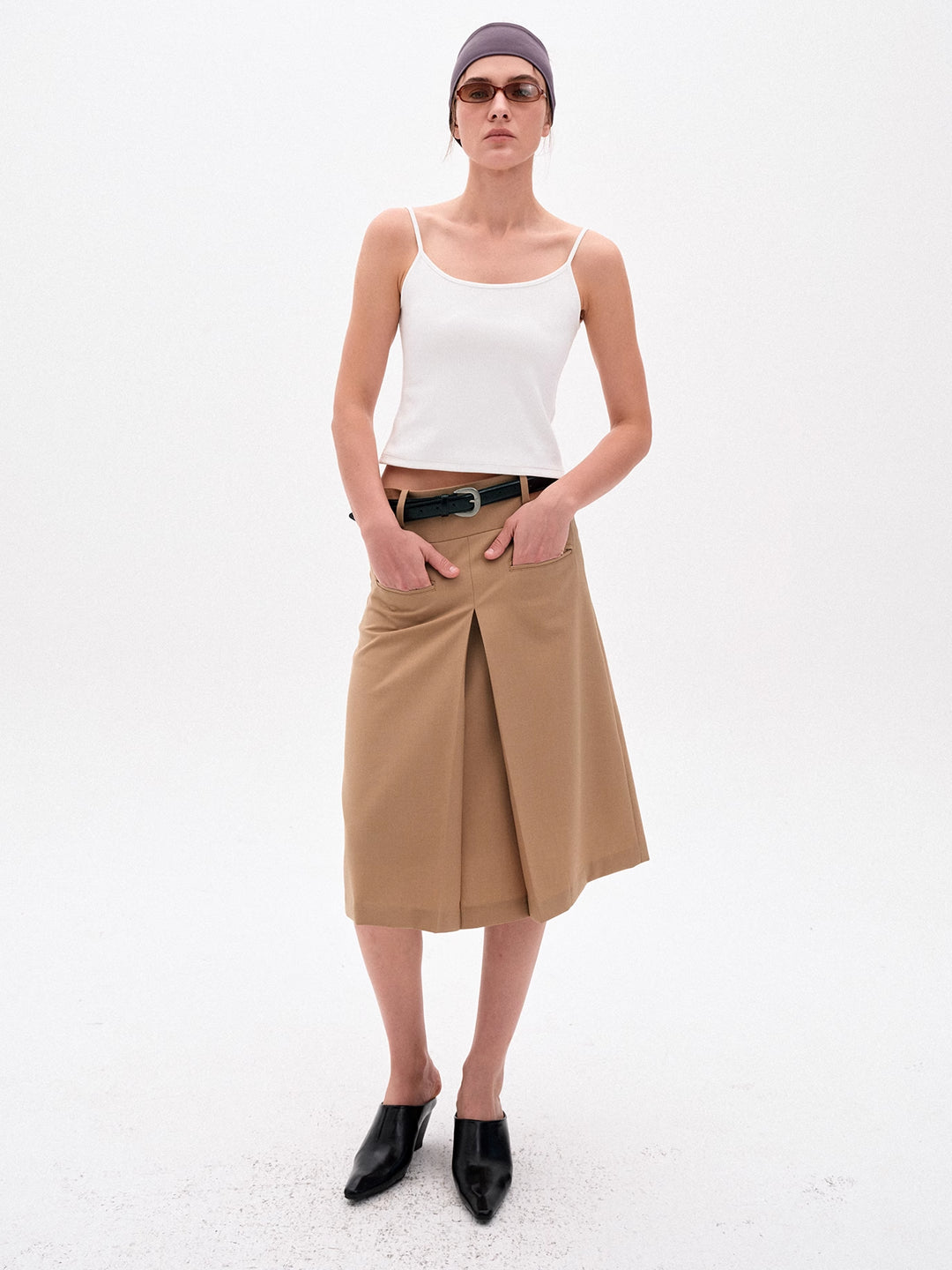 Pleated A-Line Skirt in Wool Blend