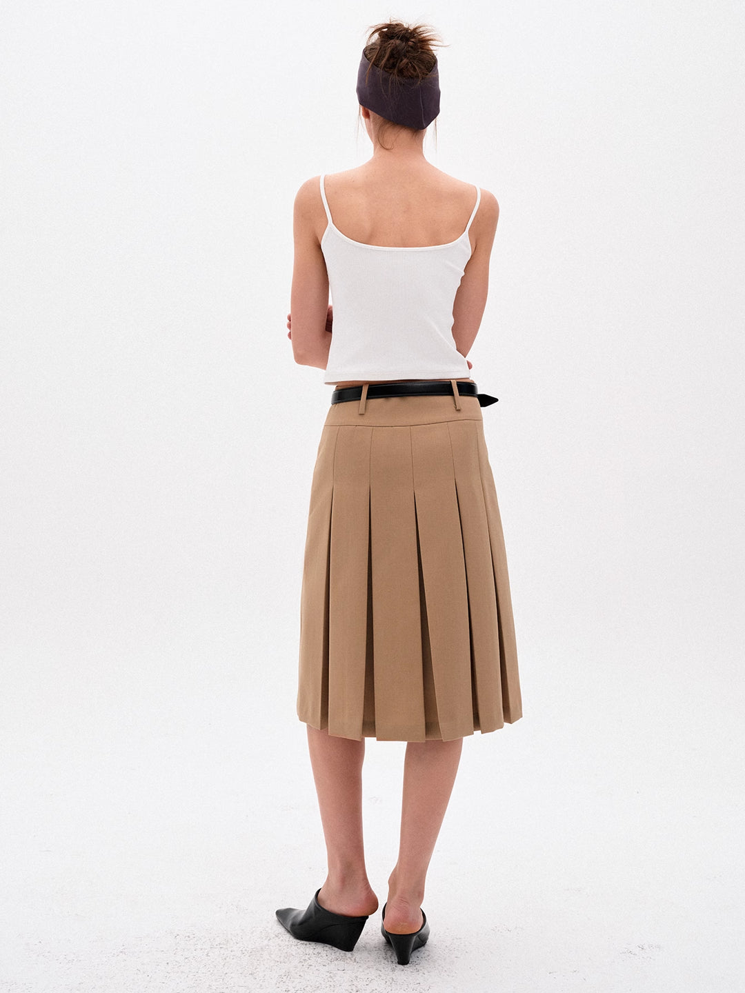 Pleated A-Line Skirt in Wool Blend