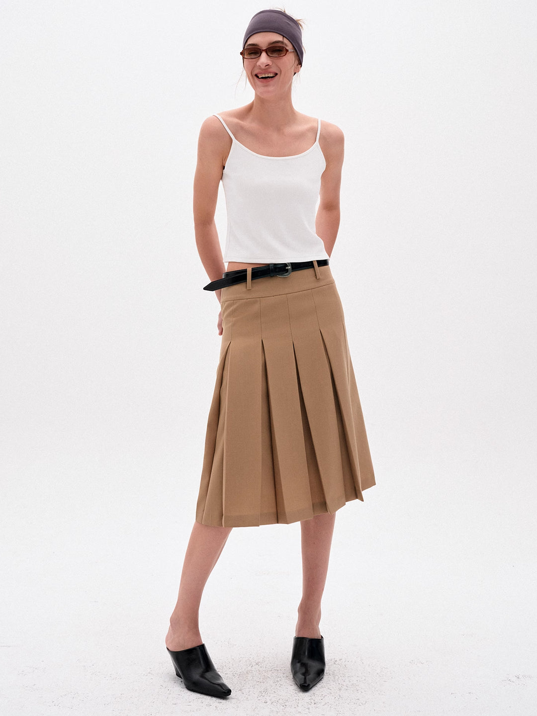 Pleated A-Line Skirt in Wool Blend