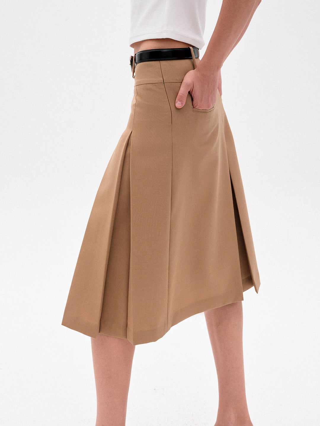 Pleated A-Line Skirt in Wool Blend