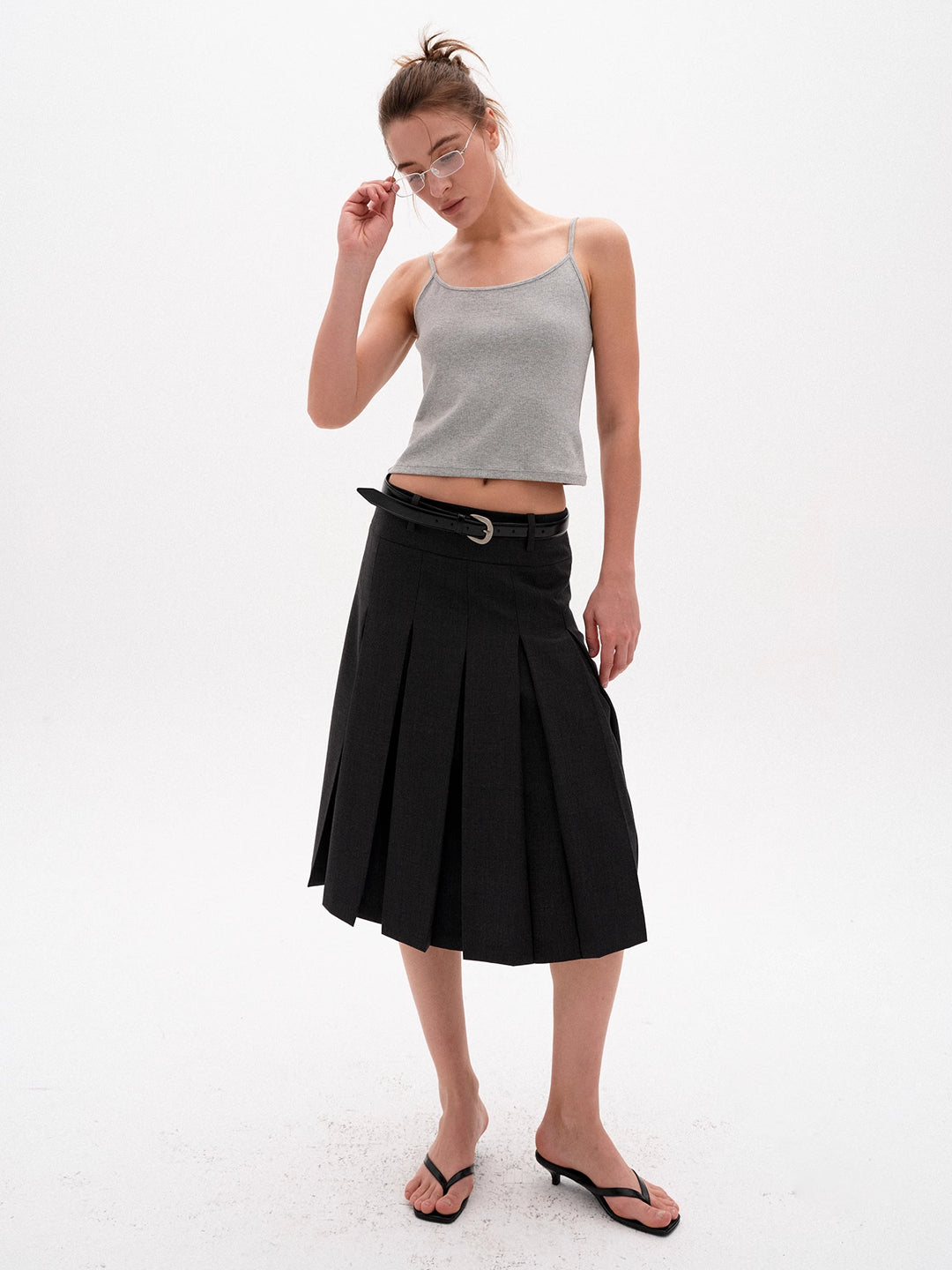 Pleated A-Line Skirt in Wool Blend