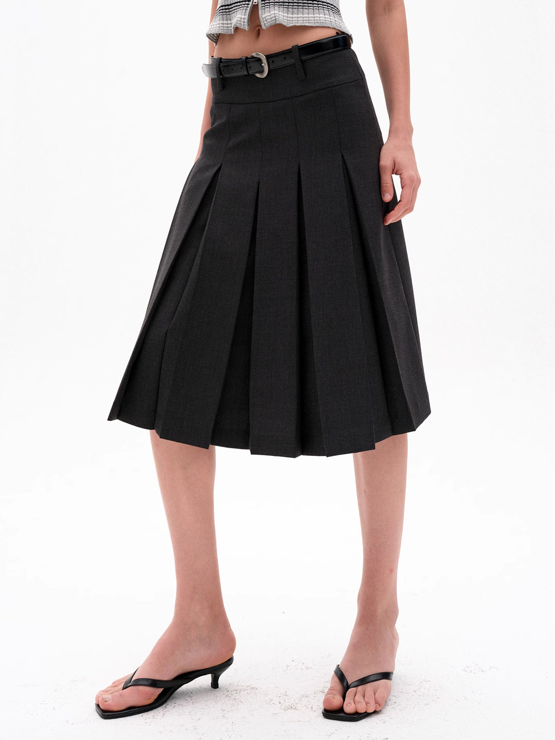 Pleated A-Line Skirt in Wool Blend