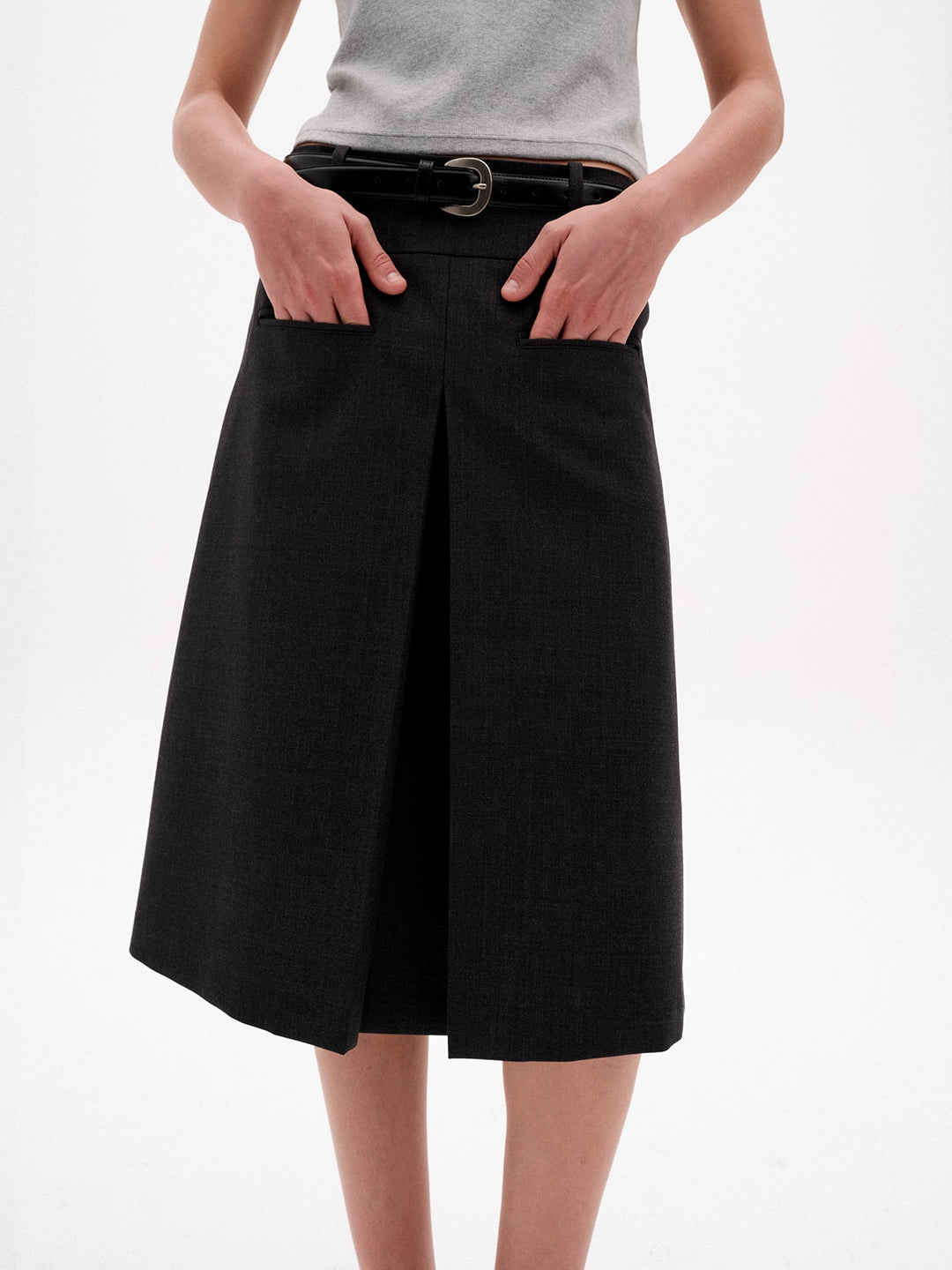 Pleated A-Line Skirt in Wool Blend