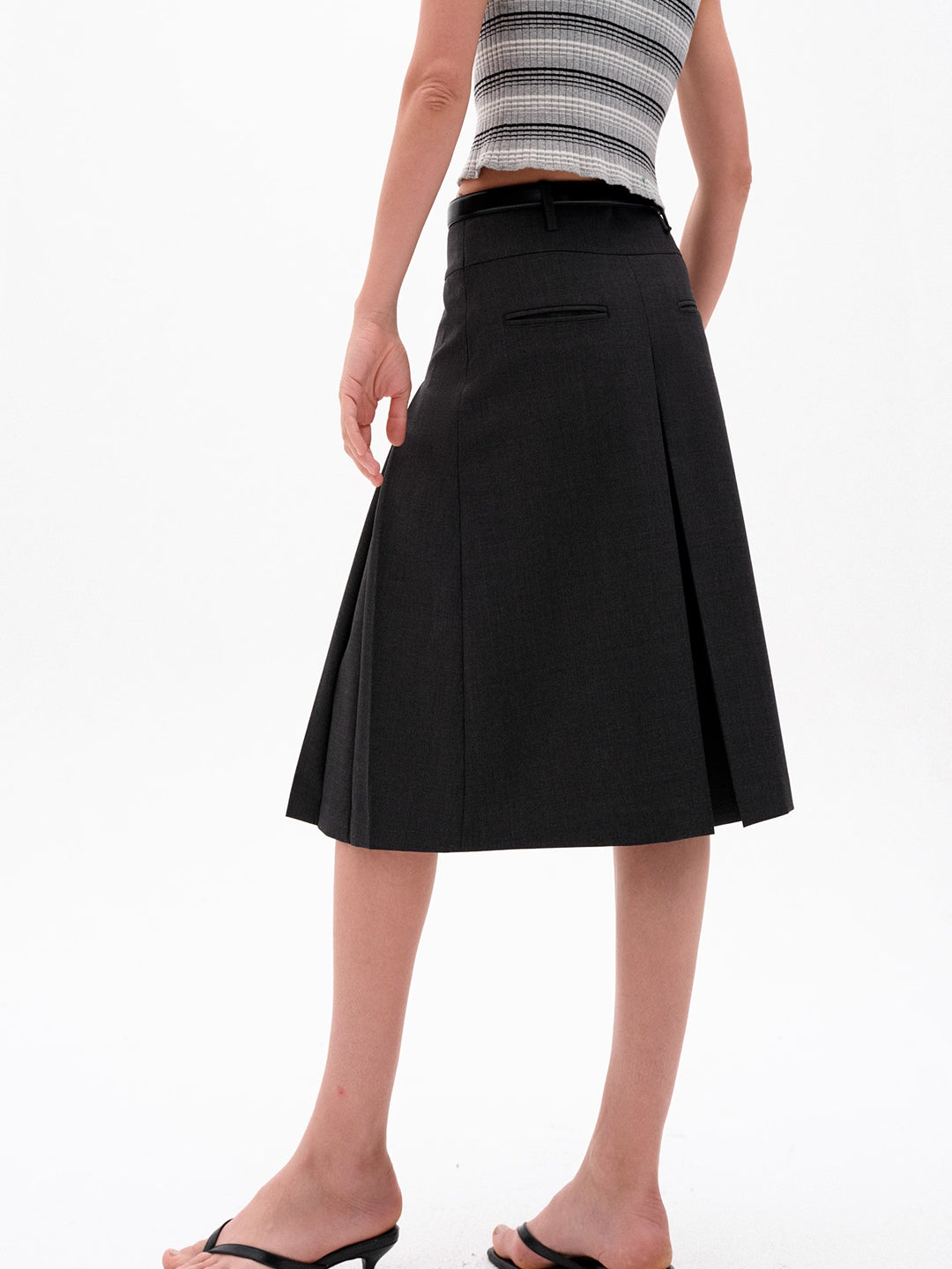 Pleated A-Line Skirt in Wool Blend