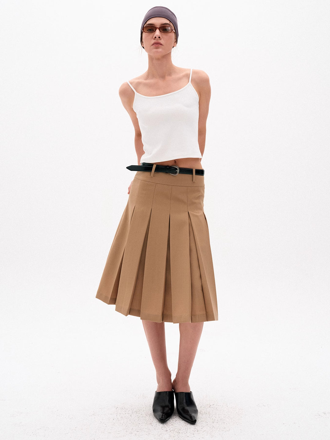 Pleated A-Line Skirt in Wool Blend