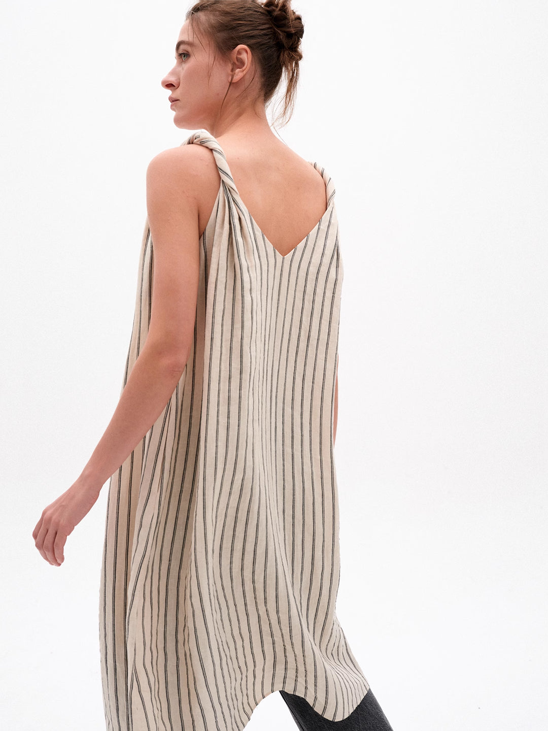 Twist Strap V-neck Striped Camisole Dress