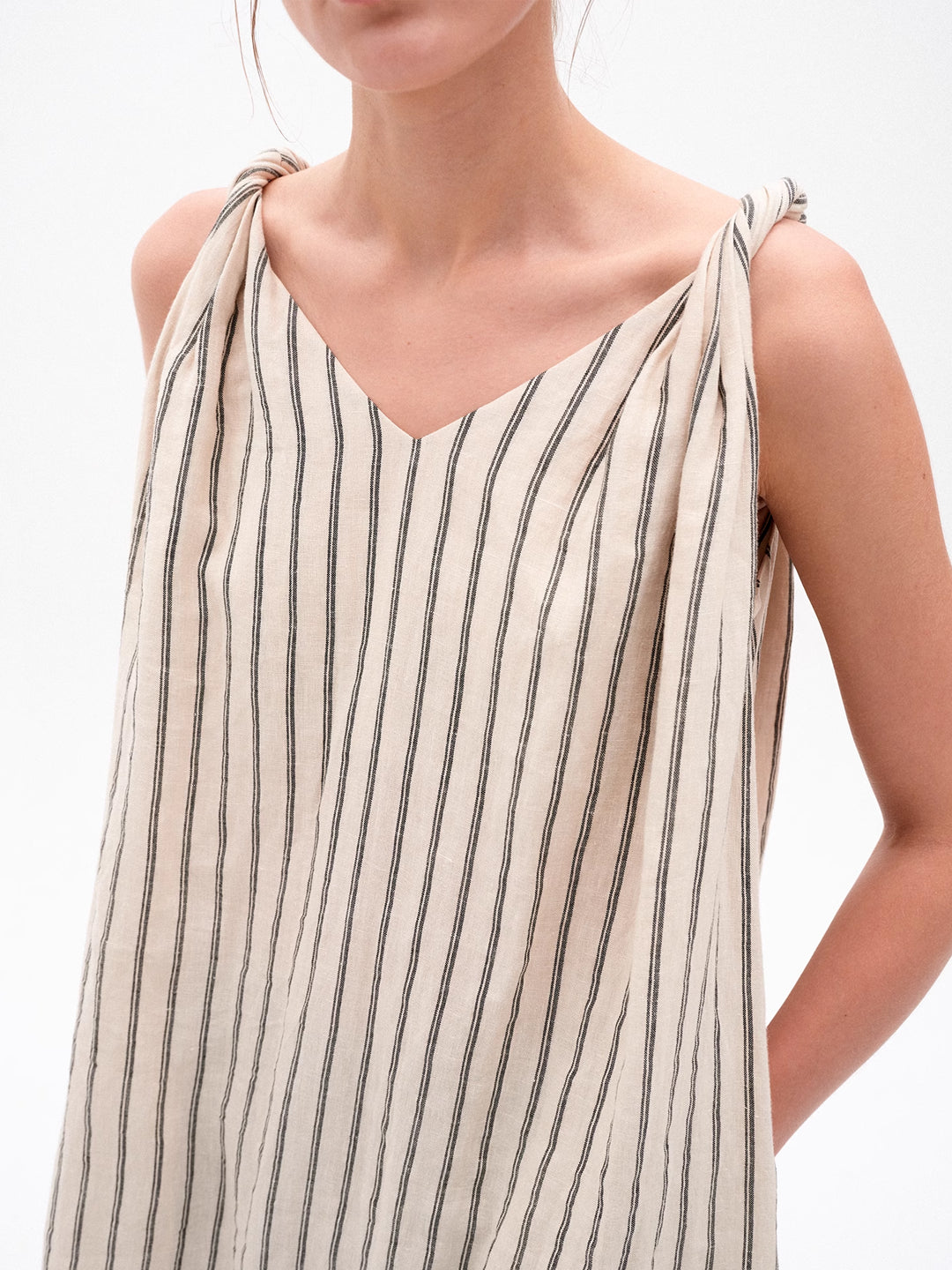 Twist Strap V-neck Striped Camisole Dress