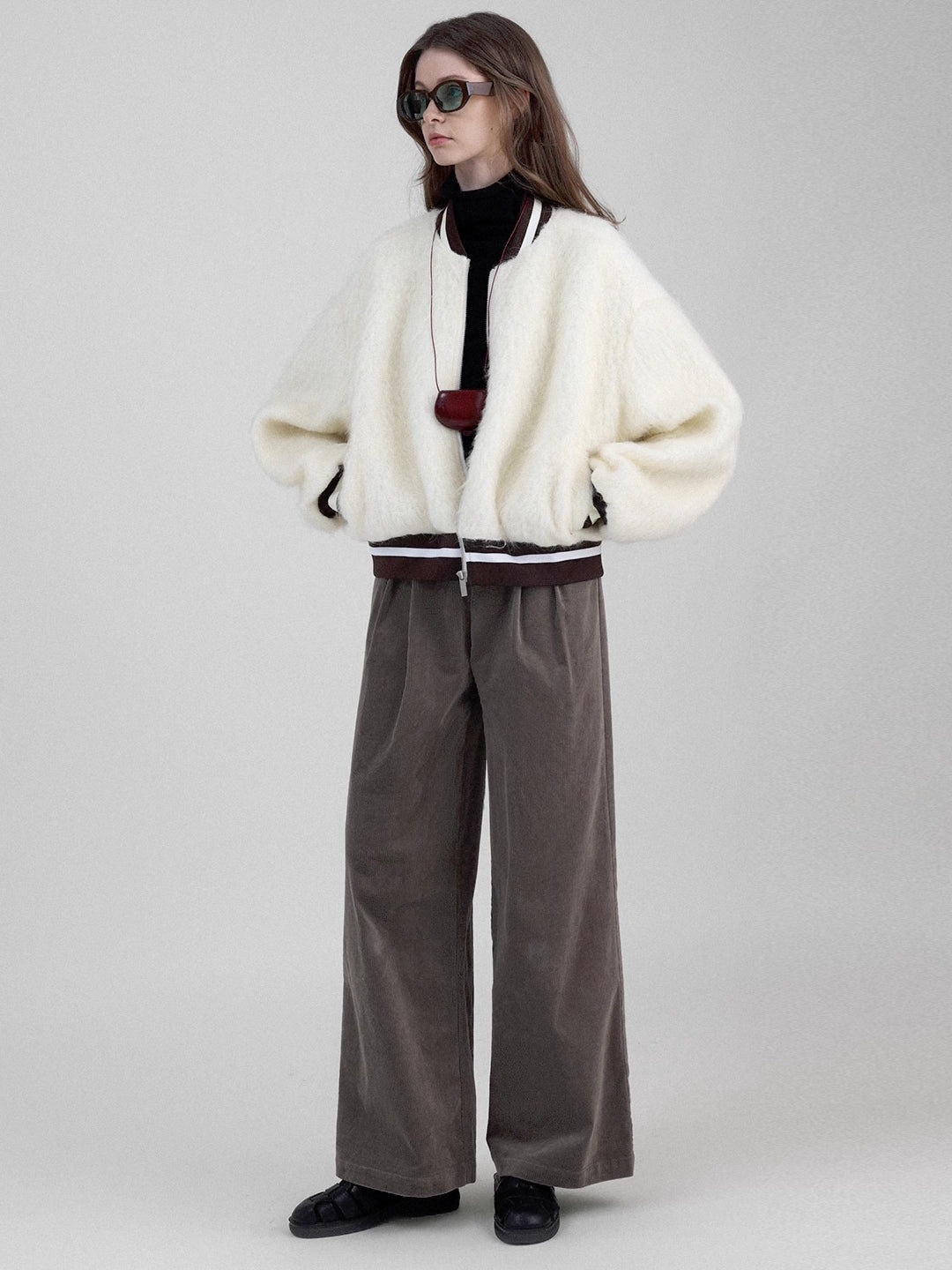 Fuzzy Wool Baseball Jacket