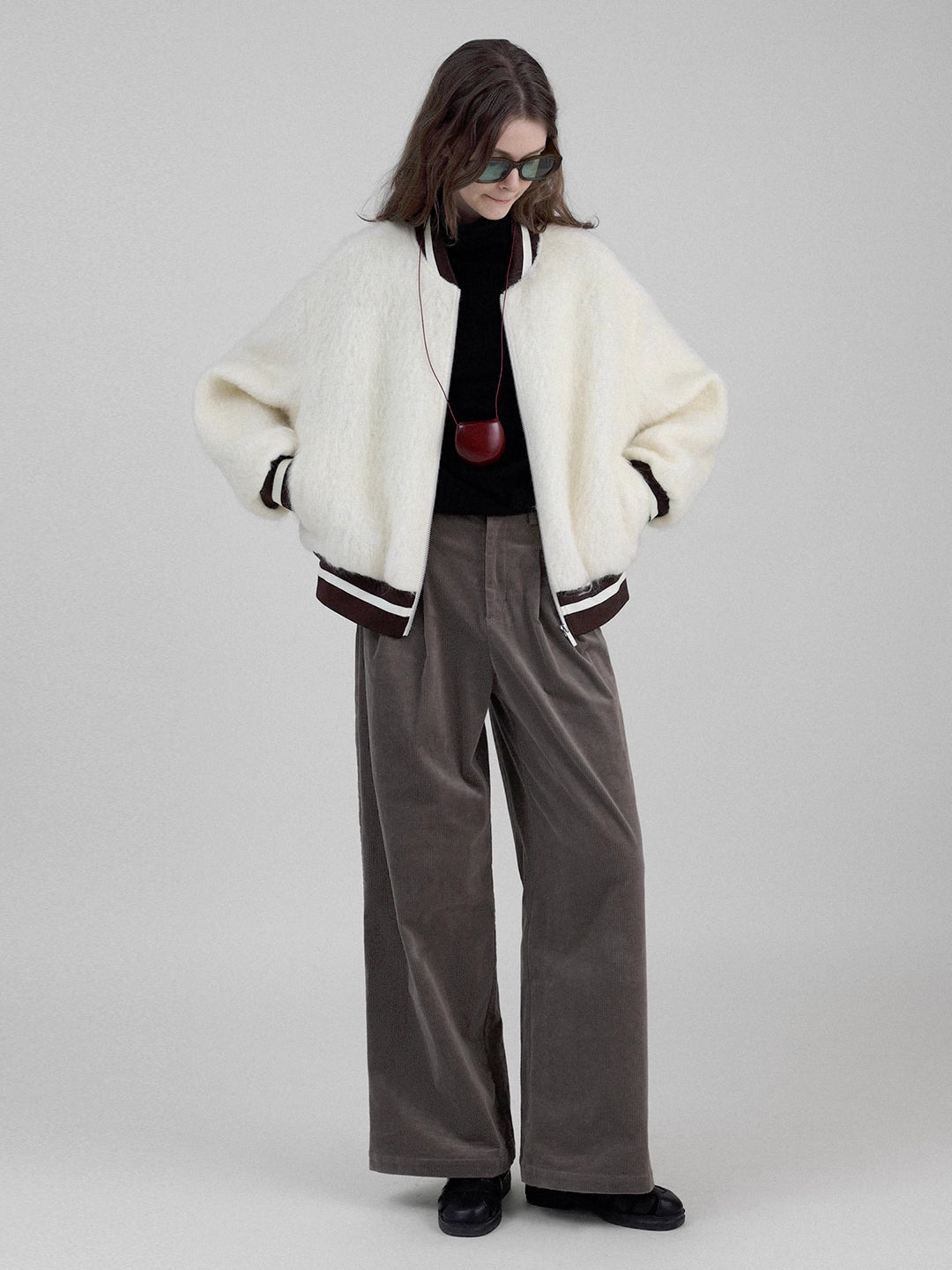 Fuzzy Wool Baseball Jacket