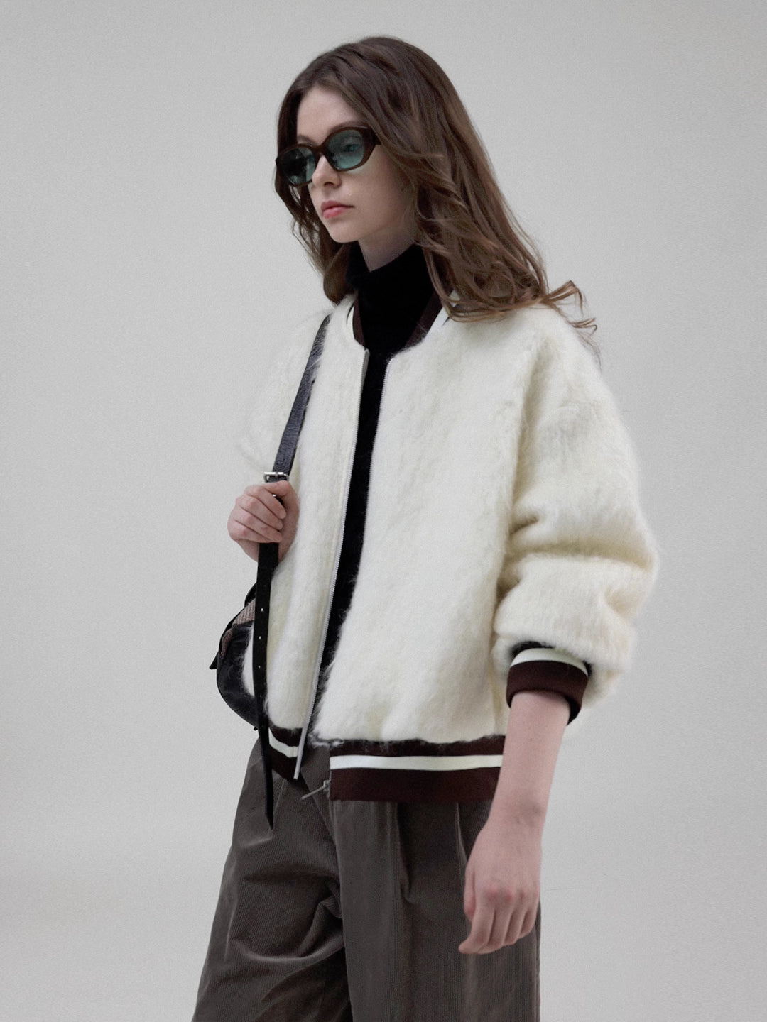 Fuzzy Wool Baseball Jacket