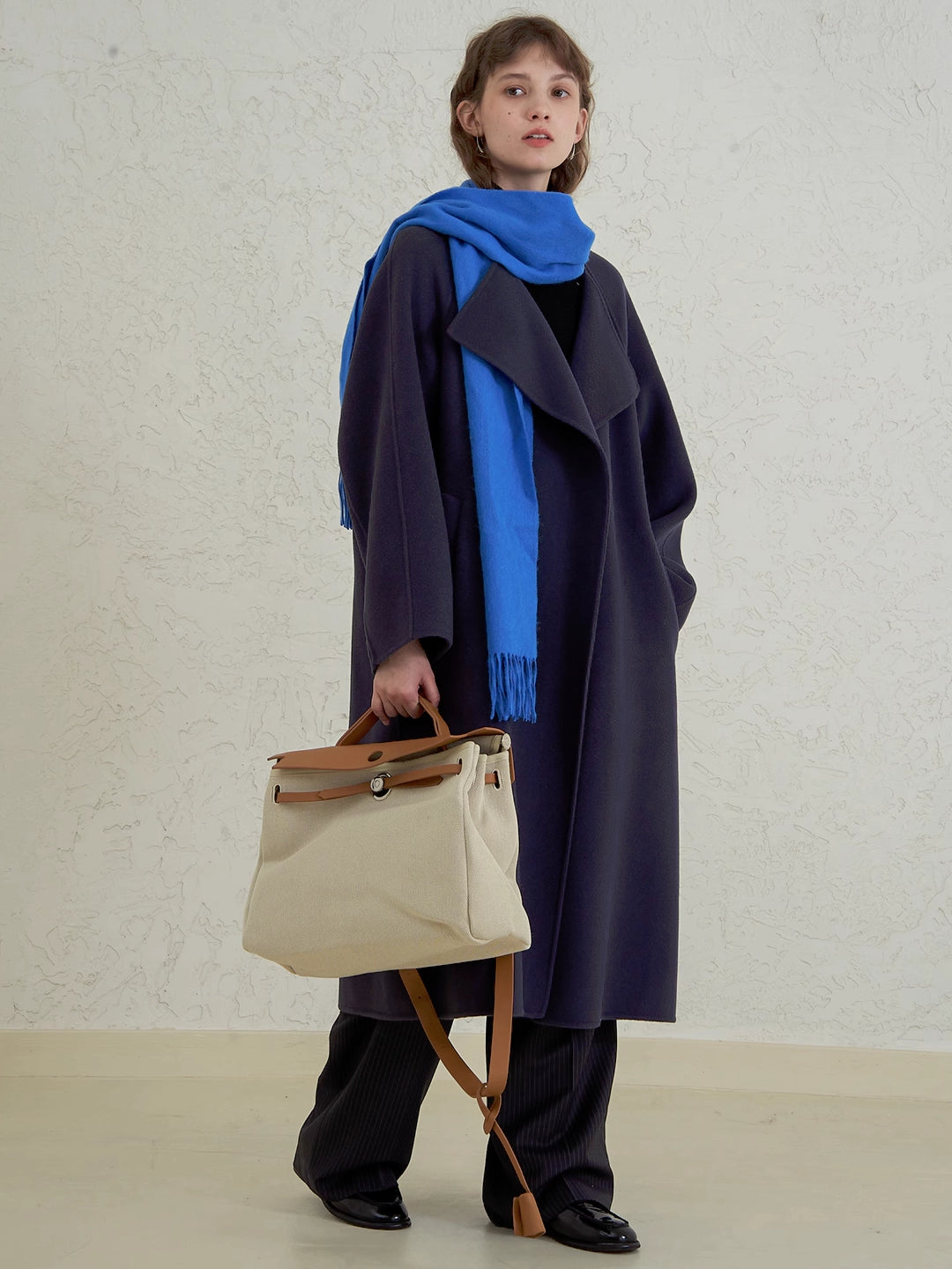 Double-Faced Wool Coat with Drape Collar