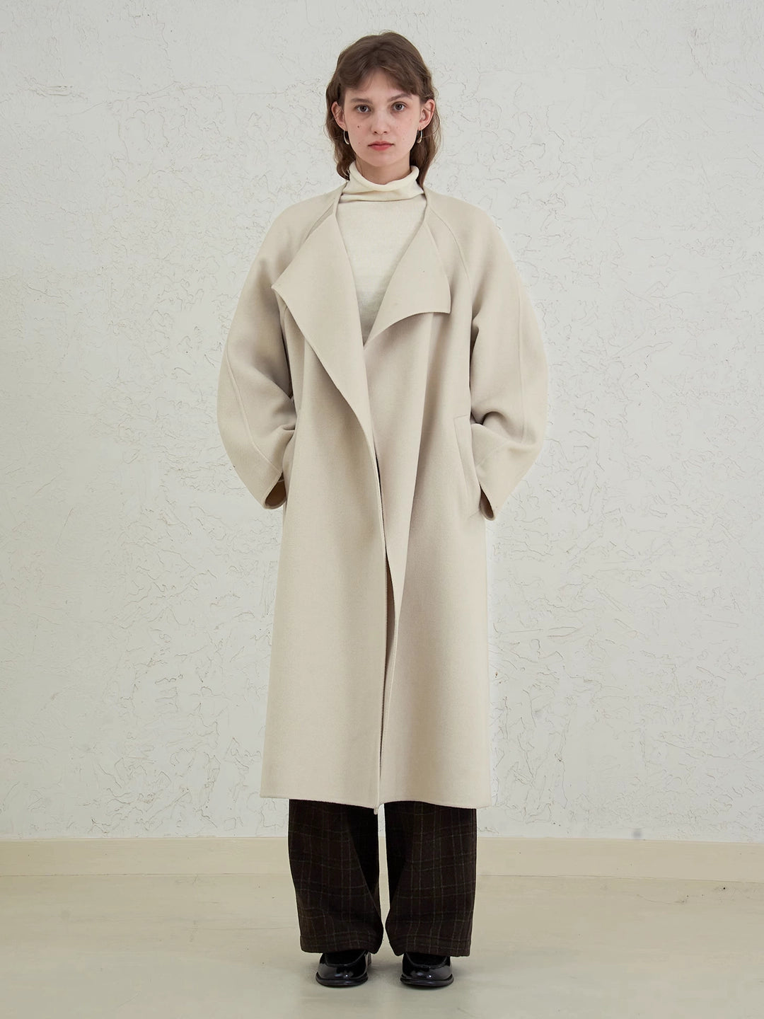 Double-Faced Wool Coat with Drape Collar