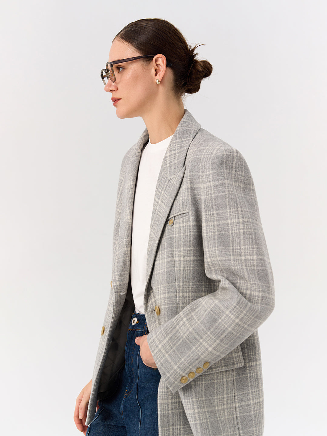 Wool Blend Double-Breasted Blazer