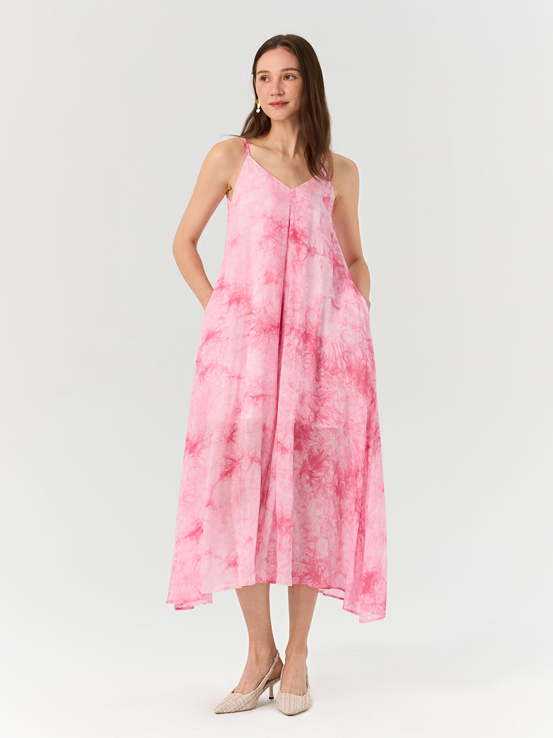 Backless Tie Dye Slip Midi Dress