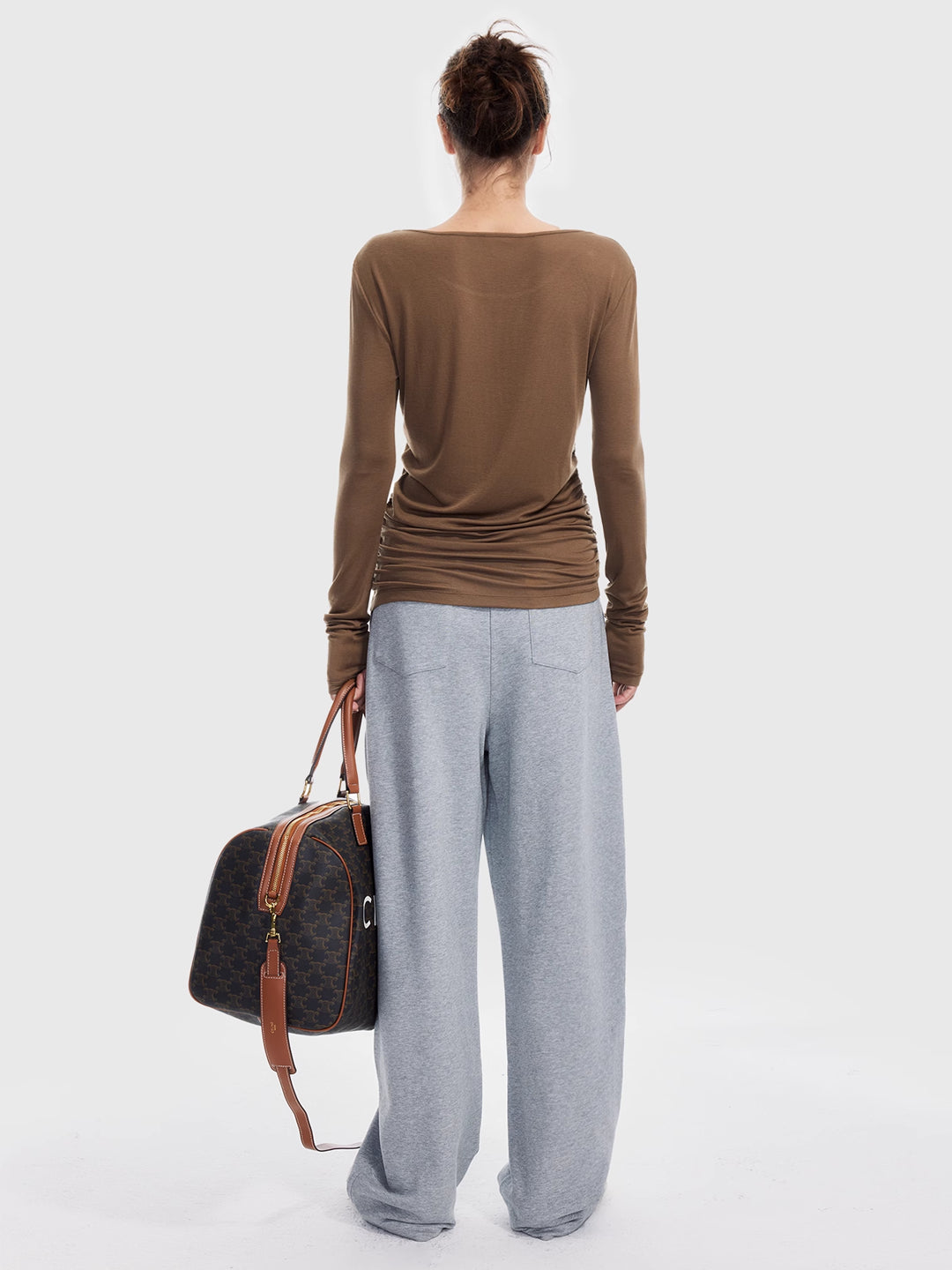 Asymmetrical Pleated Top in Tencel-Wool