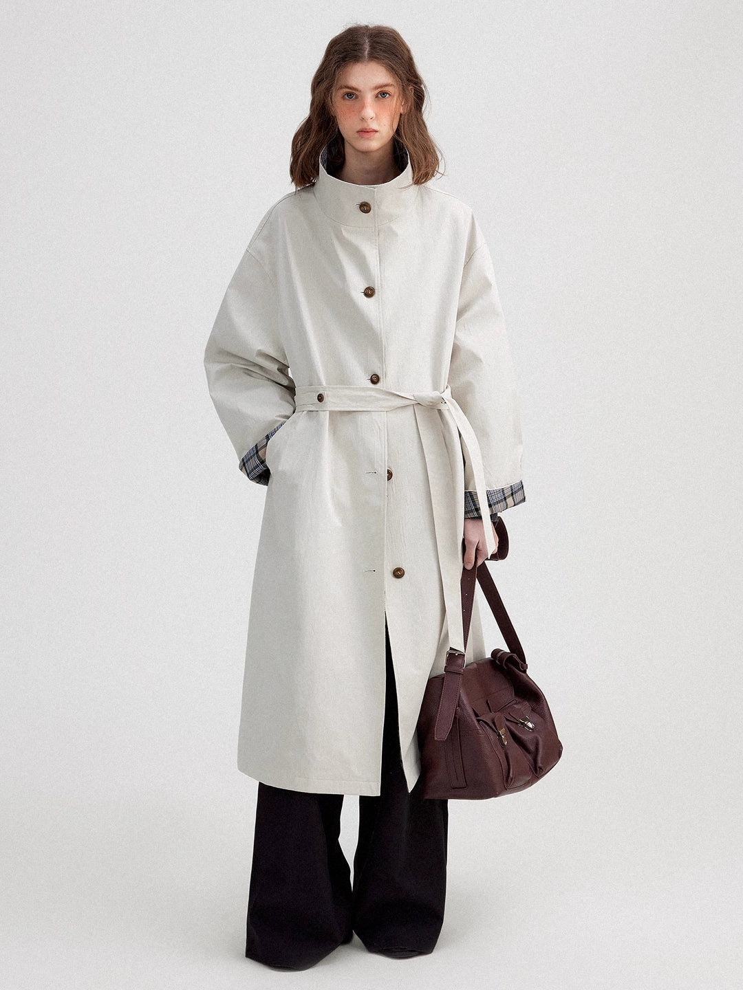 Classic Long Trench Coat in Cotton Blend