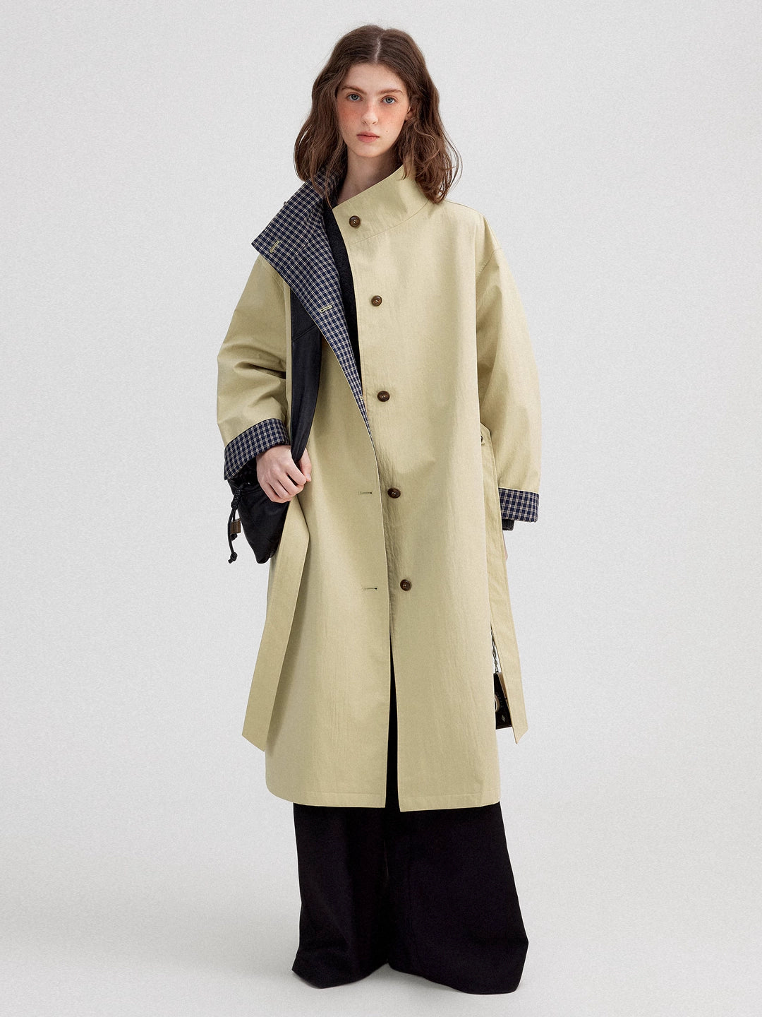 Classic Long Trench Coat in Cotton Blend