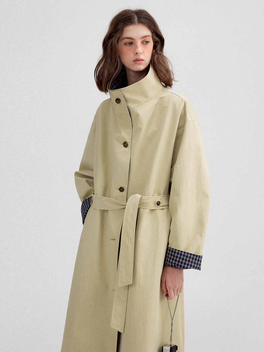 Classic Long Trench Coat in Cotton Blend