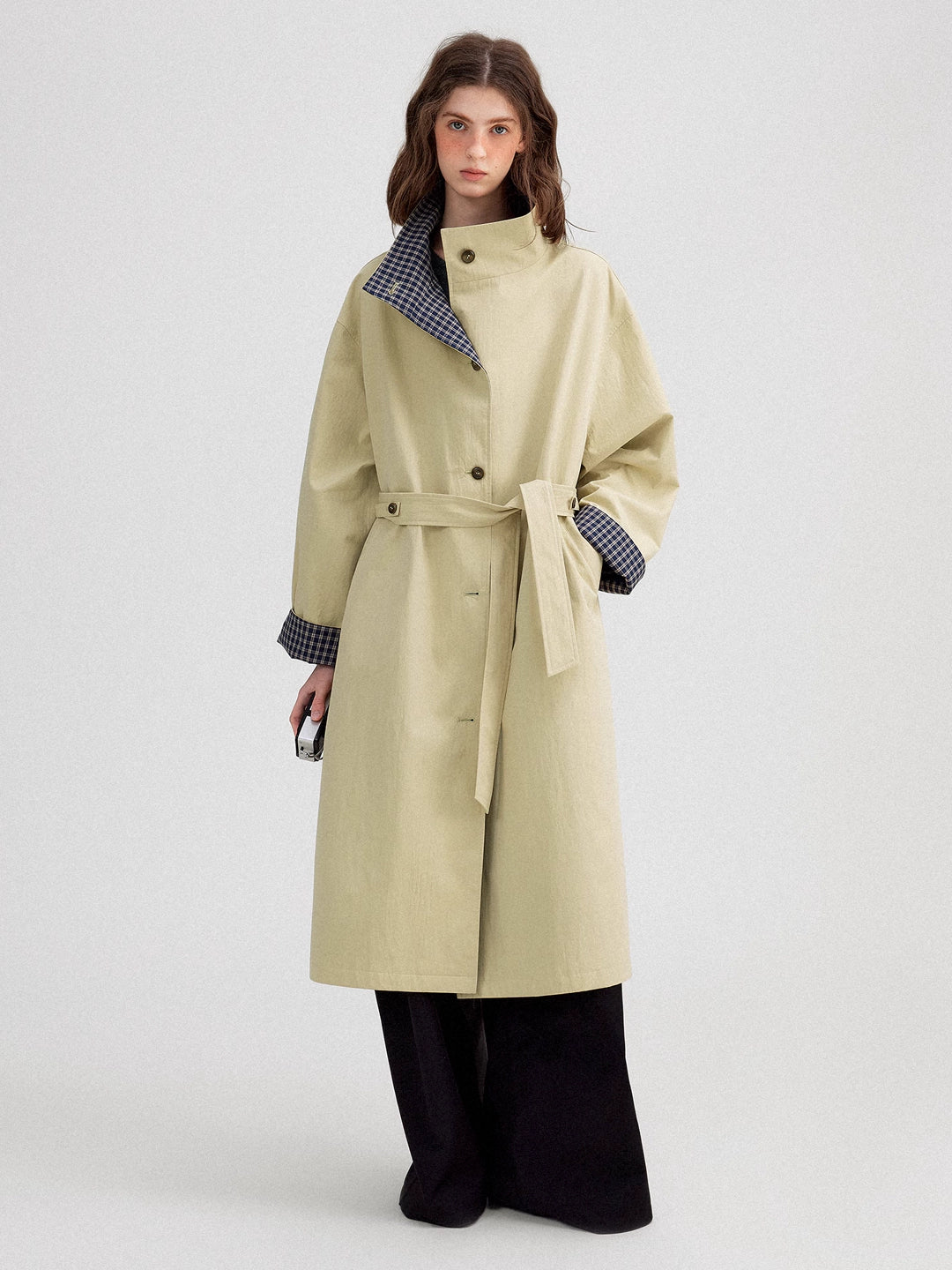 Classic Long Trench Coat in Cotton Blend