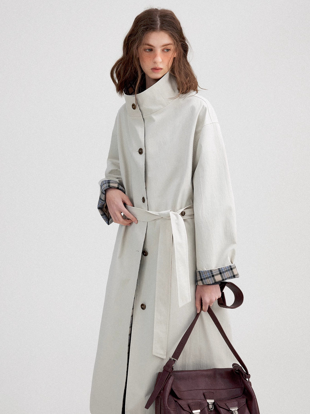 Classic Long Trench Coat in Cotton Blend