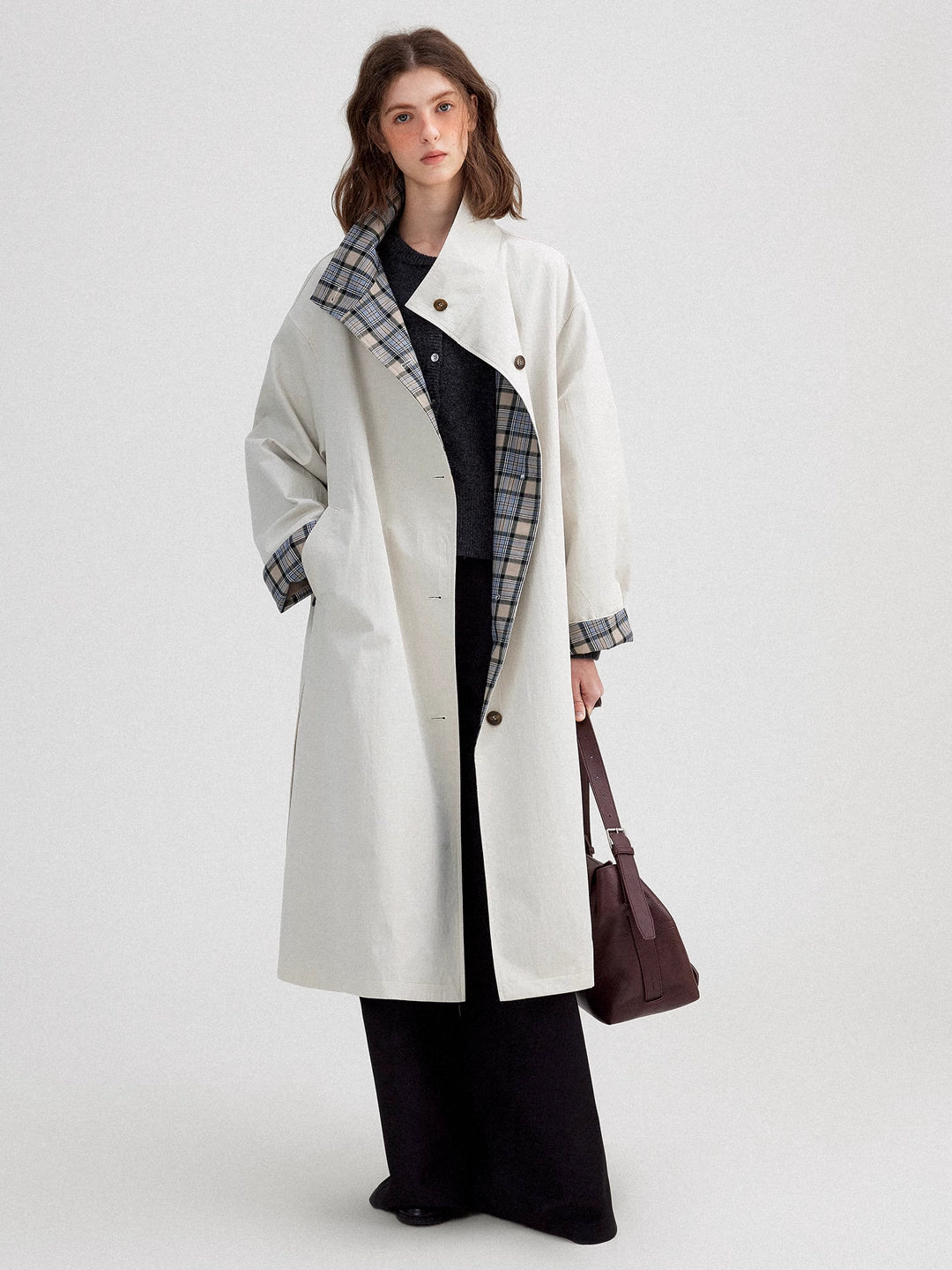 Classic Long Trench Coat in Cotton Blend