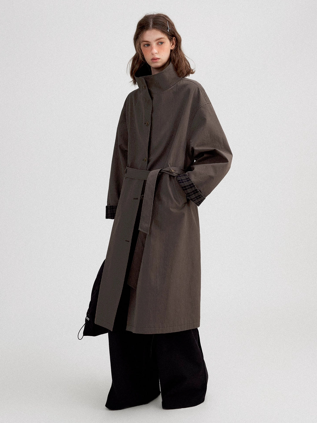 Classic Long Trench Coat in Cotton Blend