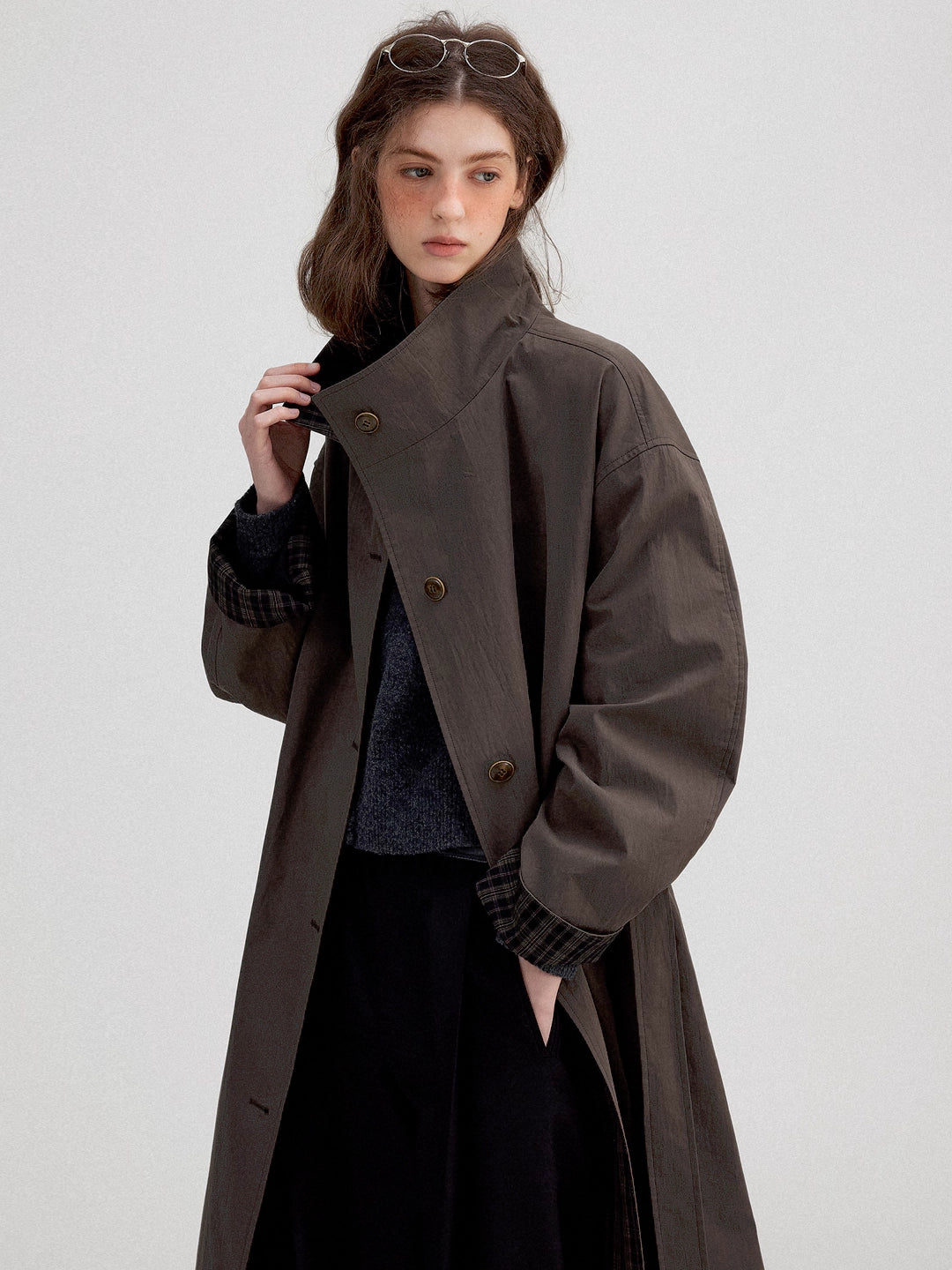 Classic Long Trench Coat in Cotton Blend