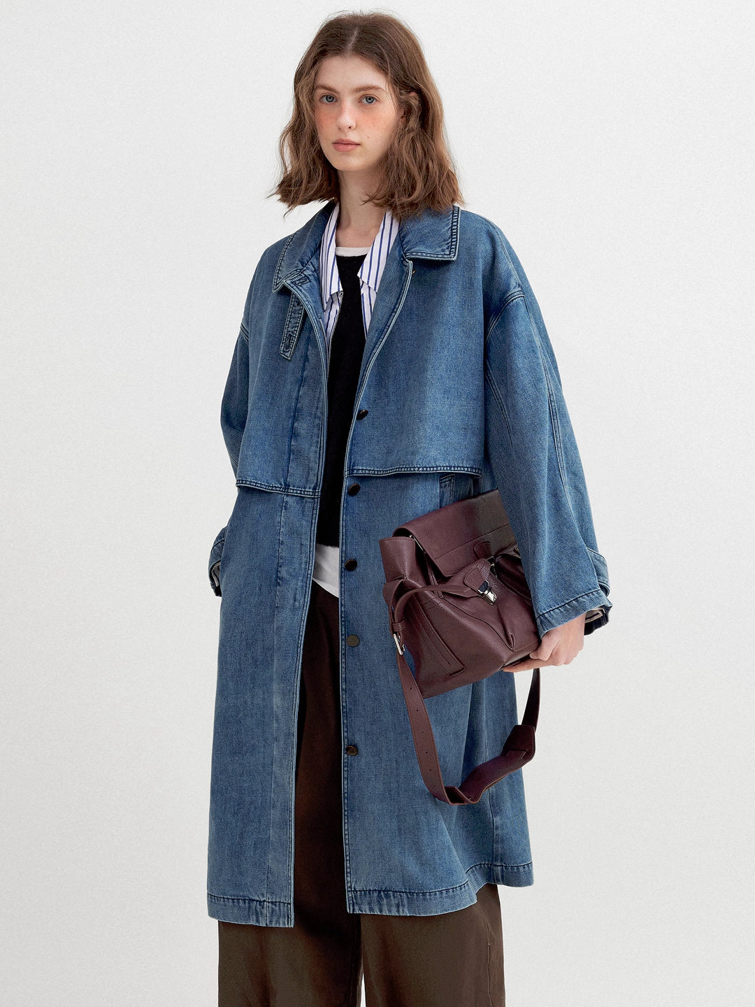 Denim Midi Trench Coat