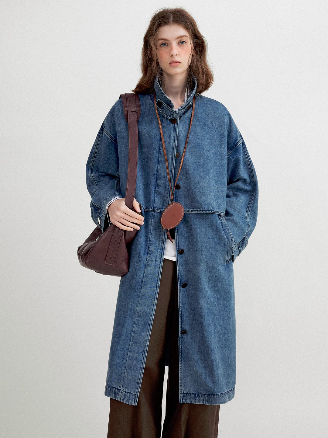 Denim Midi Trench Coat