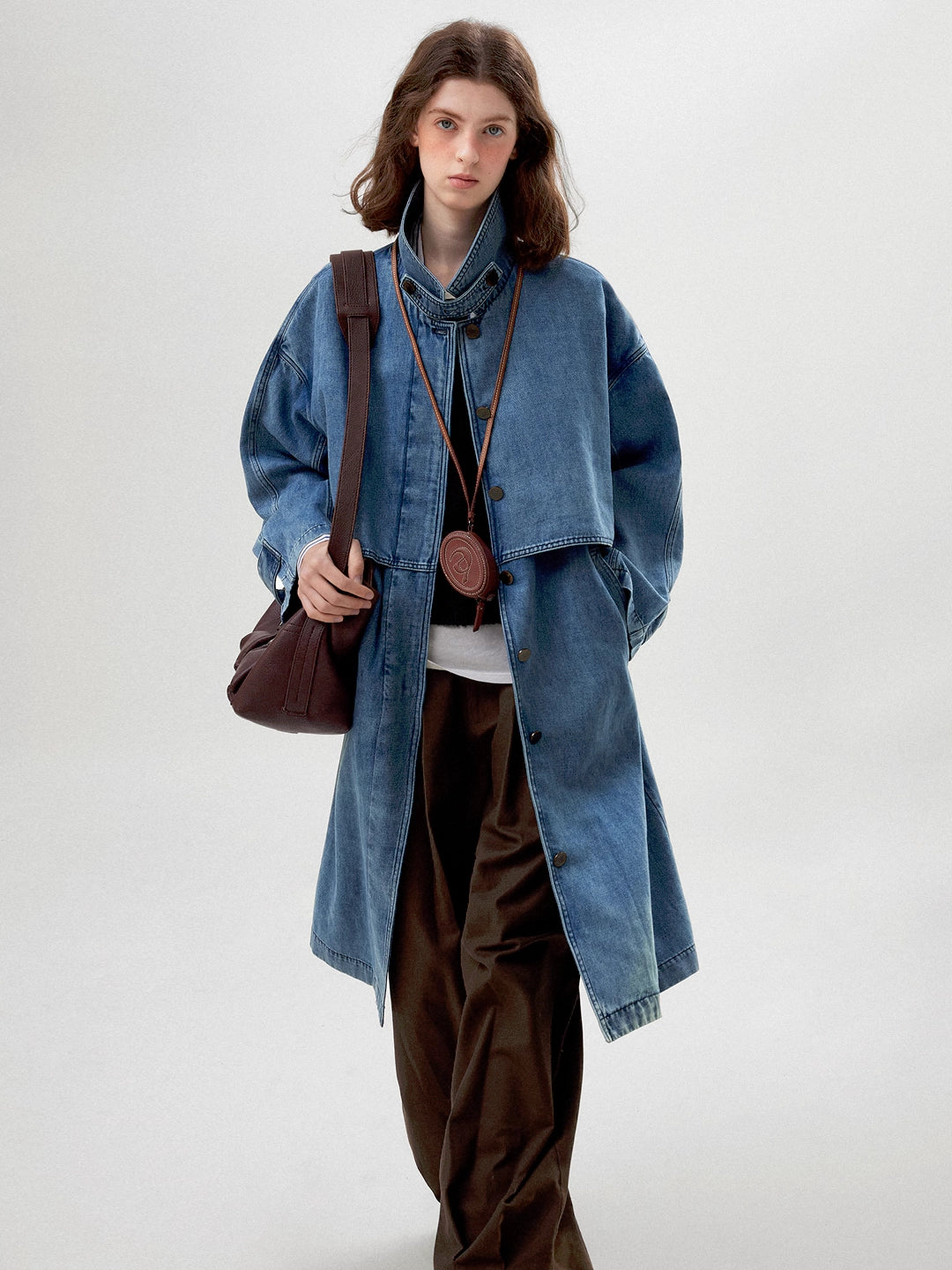 Denim Midi Trench Coat