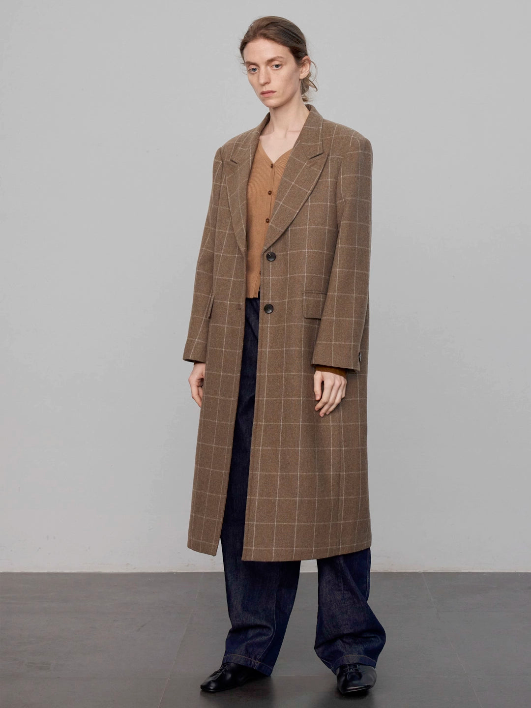 Checked Coat in Wool Blend