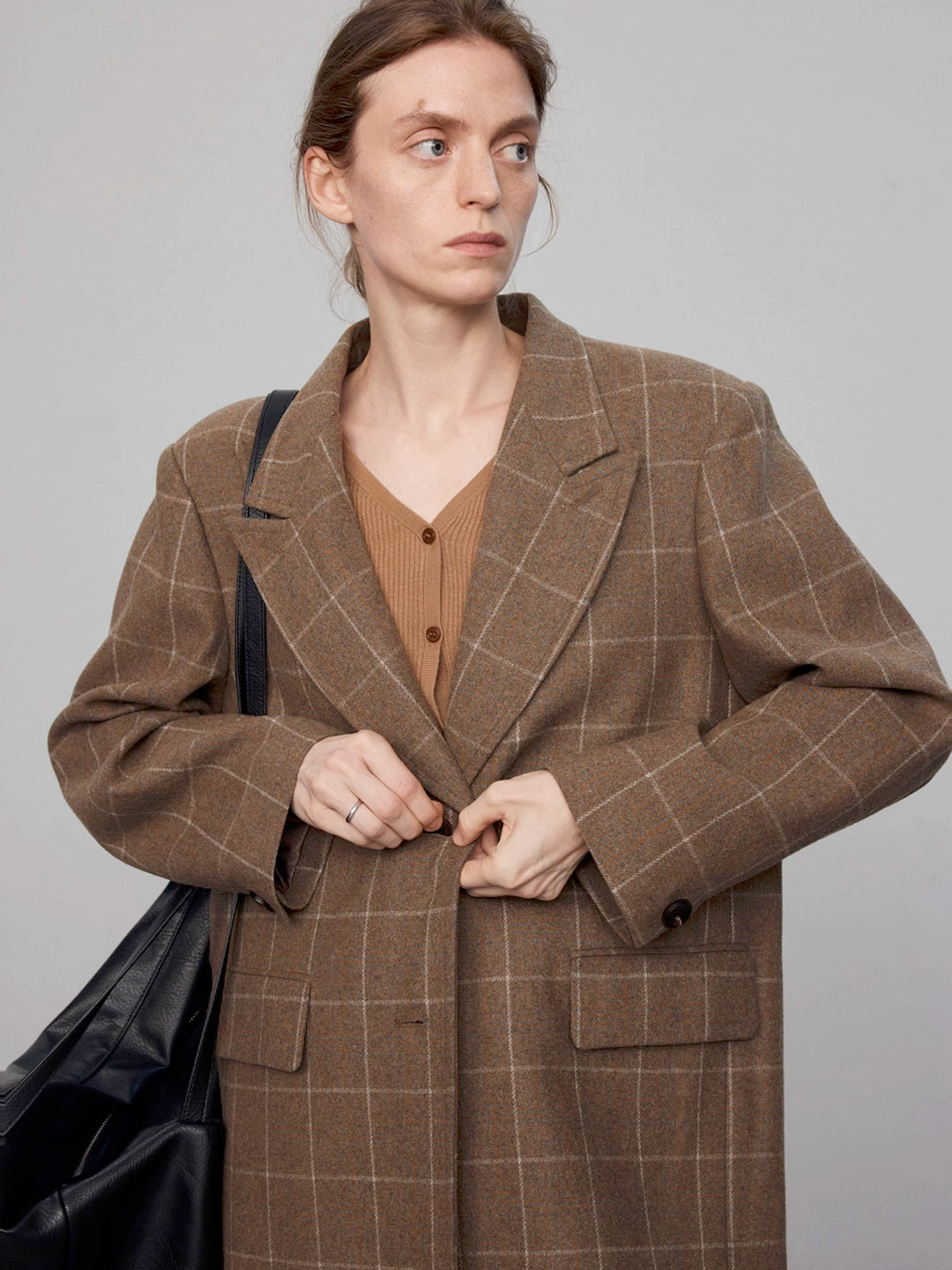 Checked Coat in Wool Blend