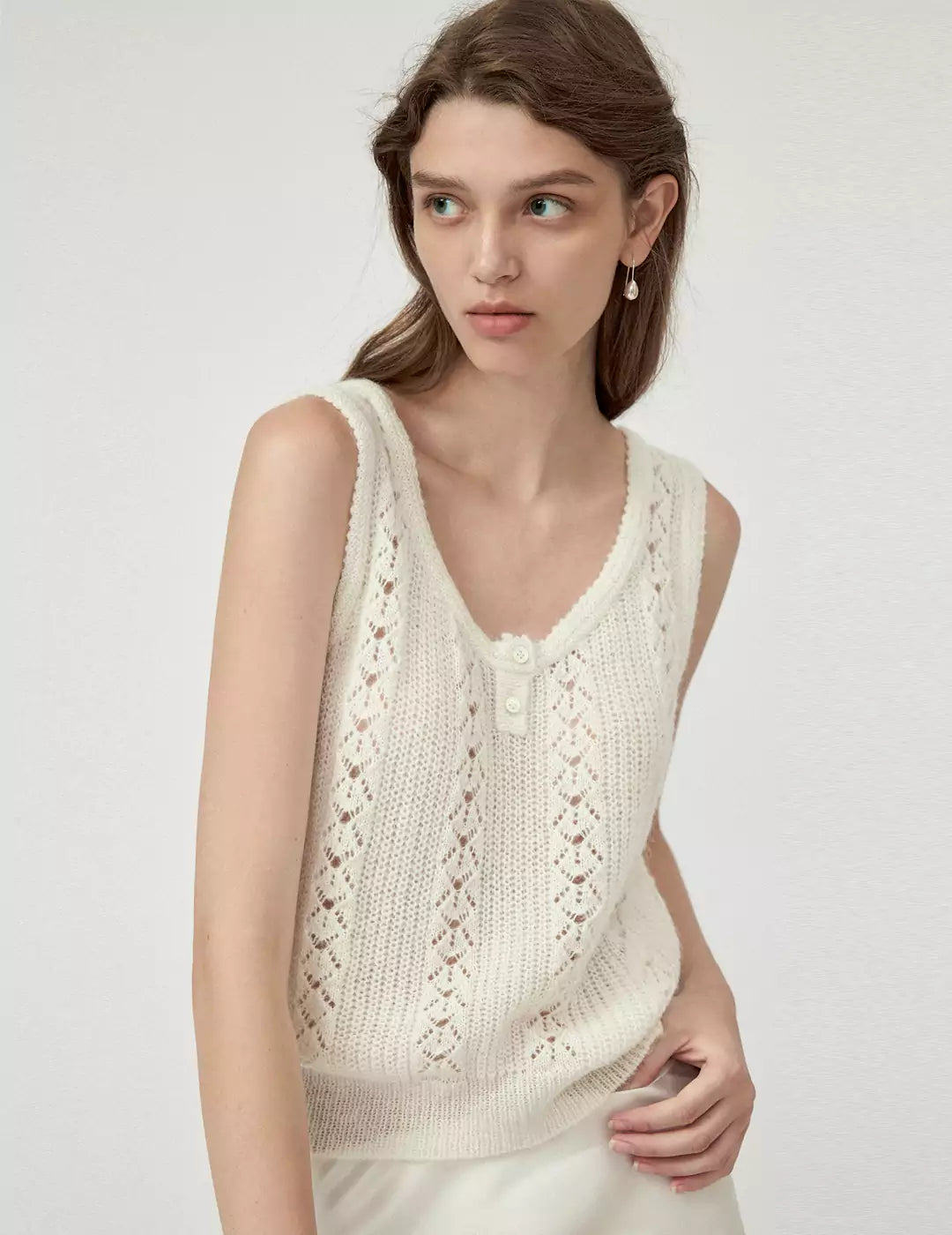 Openwork Crochet Knit Vest