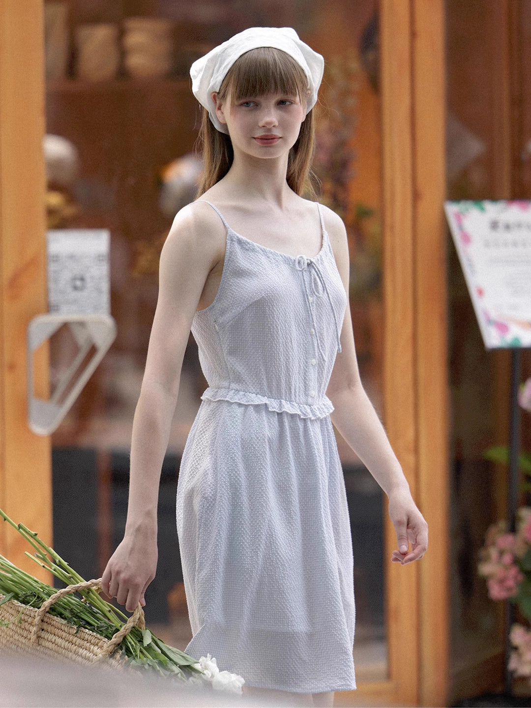 Fresh Gingham Tie-Front Dress with Ruffled Trim and Bow