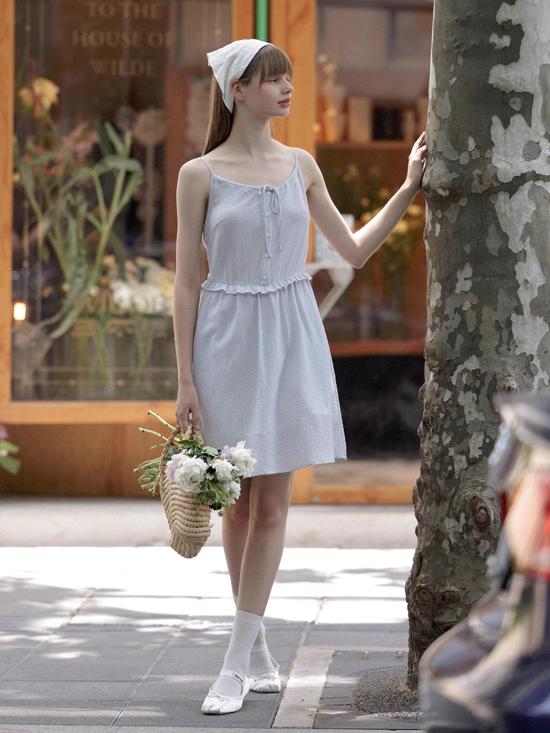 Fresh Gingham Tie-Front Dress with Ruffled Trim and Bow