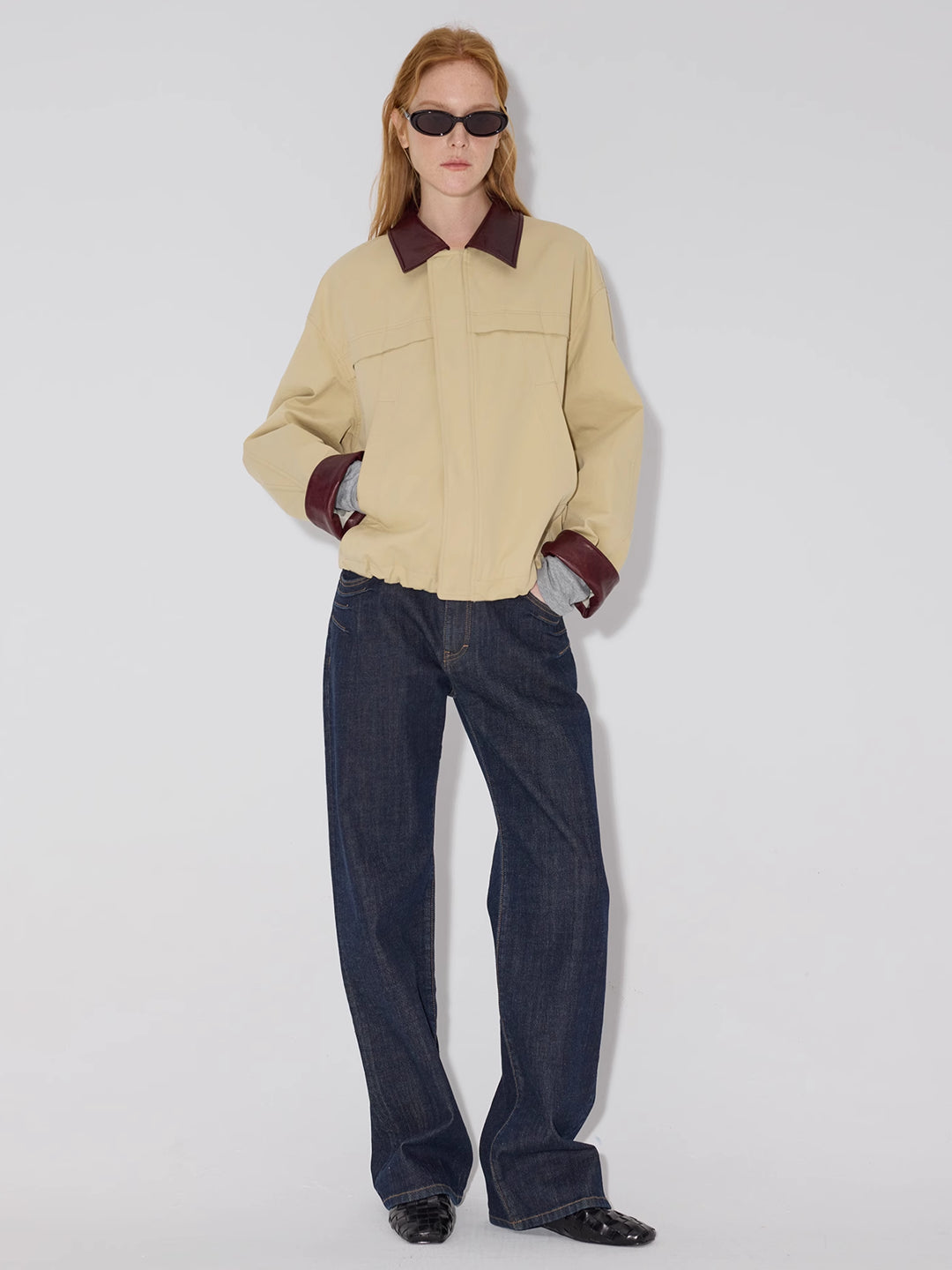 Cropped Twill Utility Jacket