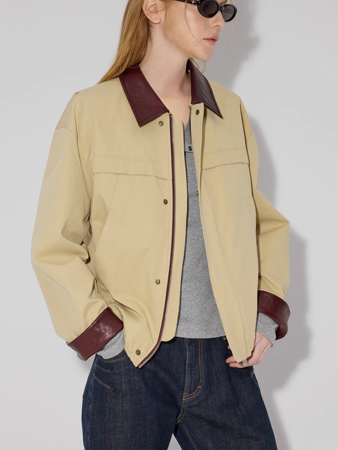 Cropped Twill Utility Jacket