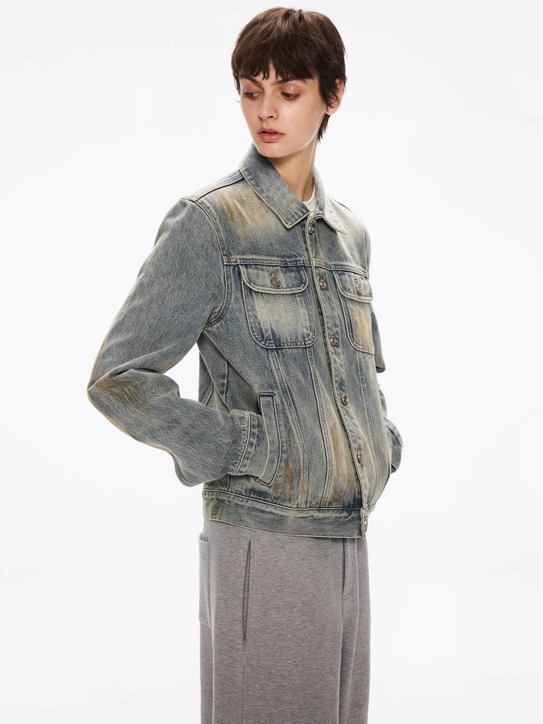 Lapel Pockets Denim Jacket