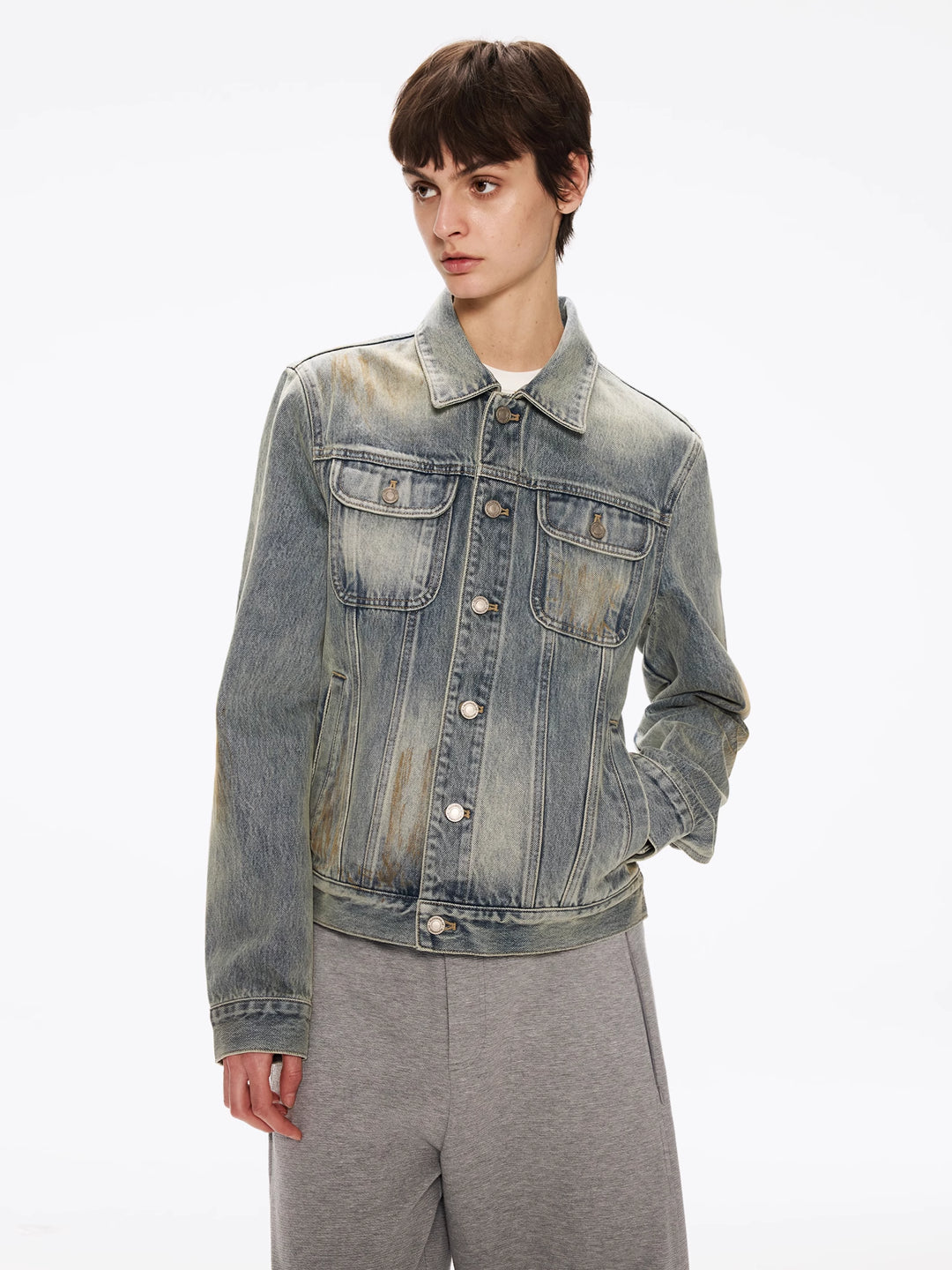 Lapel Pockets Denim Jacket