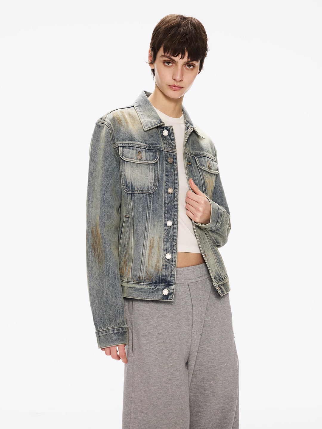 Lapel Pockets Denim Jacket