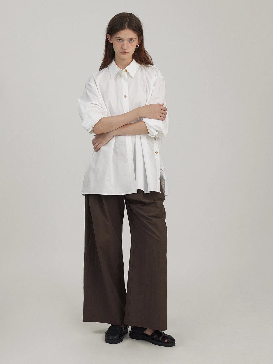 Classic White Asymmetrical Blouse In Cotton