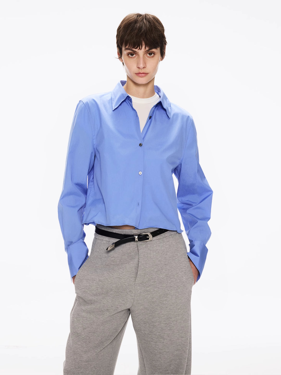 Cropped Shirt in Single-Color