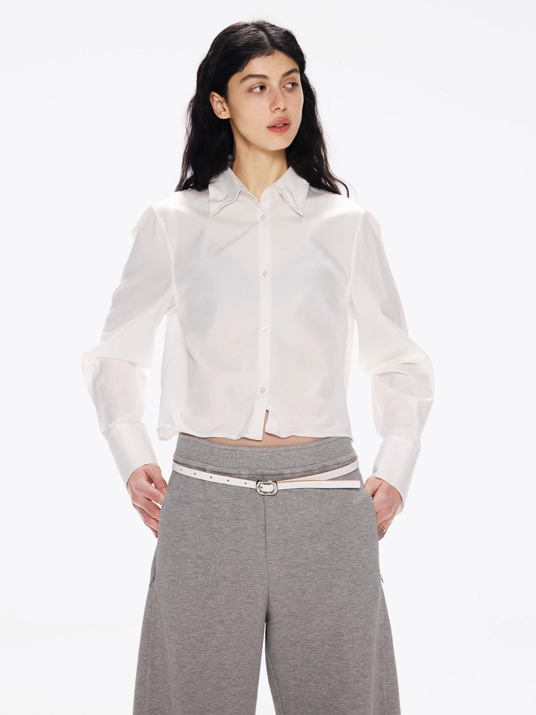 Cropped Shirt in Single-Color