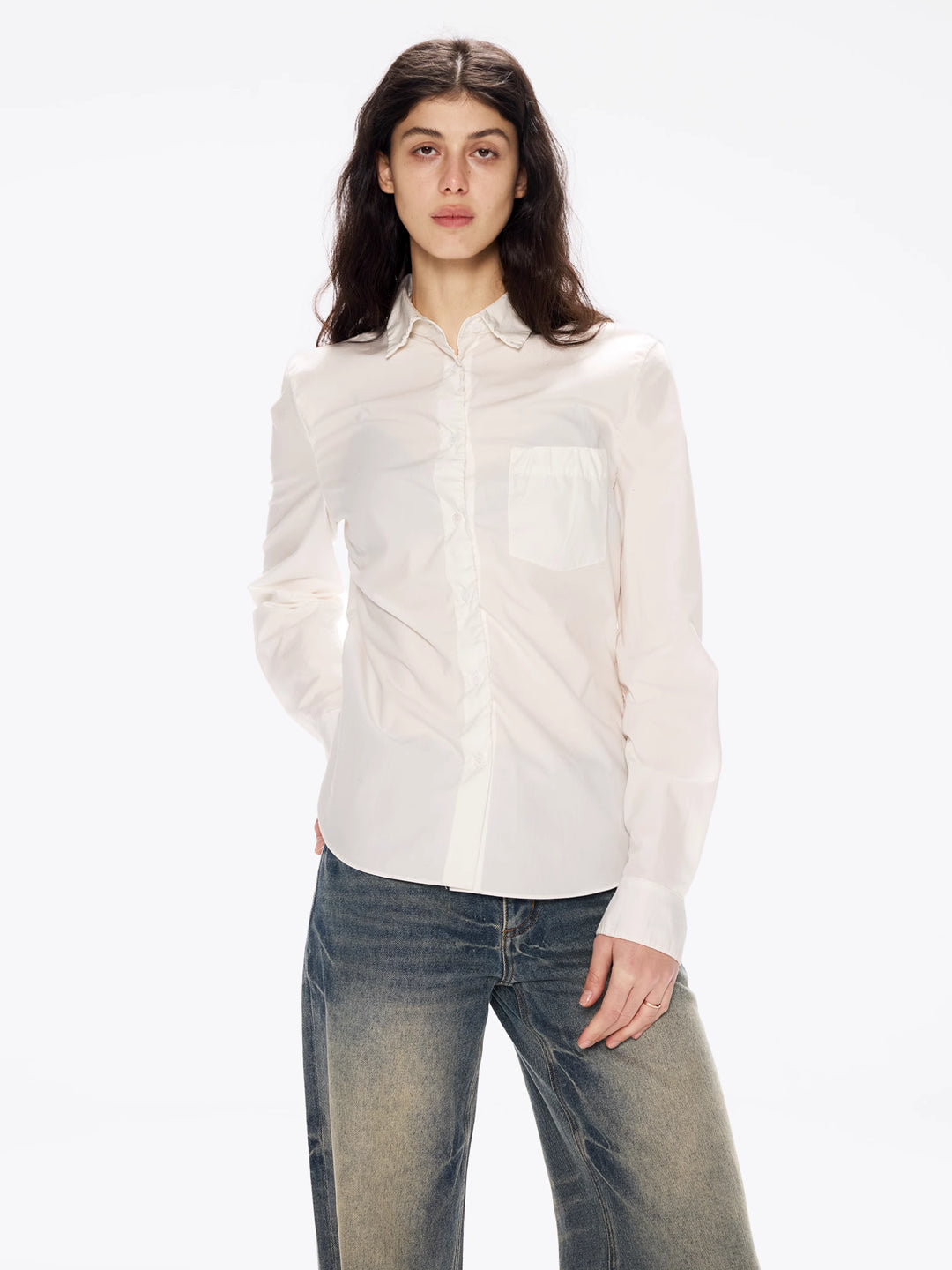 Checkered Pleated Shirt in Cotton