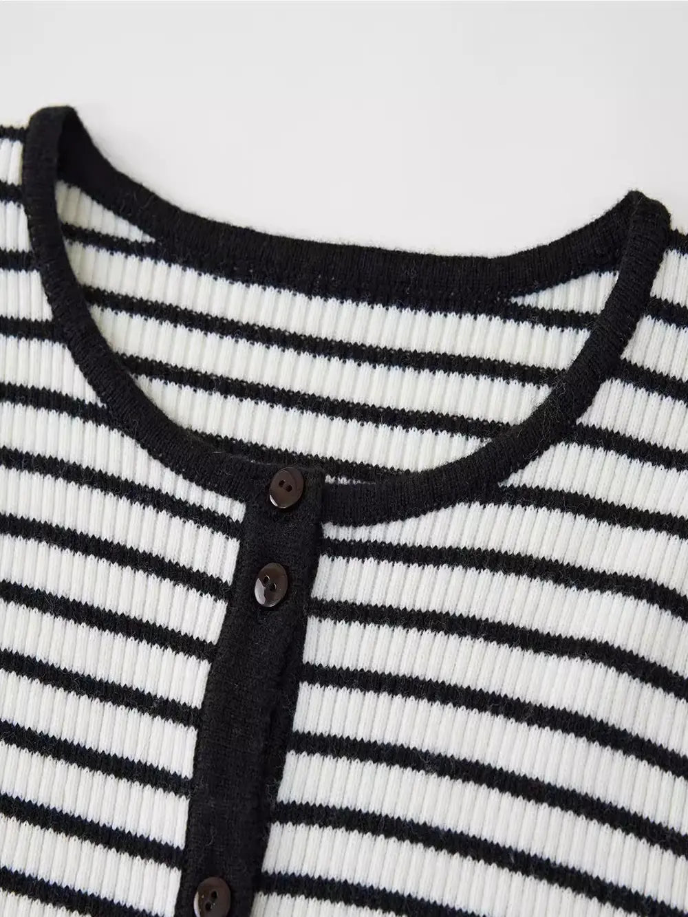 Stripe Round Neck Knitted Cardigan