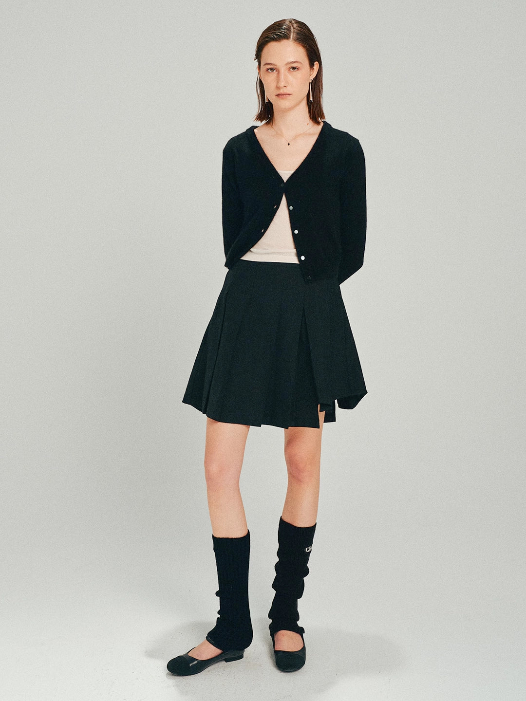 Asymmetrical Pleated Skirt in Wool Blend