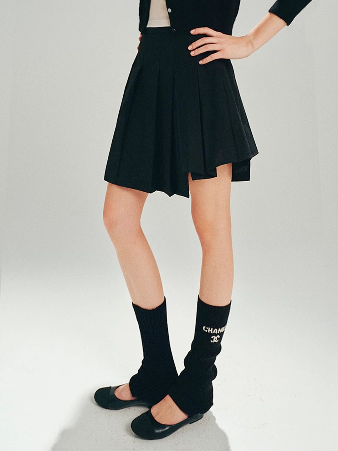 Asymmetrical Pleated Skirt in Wool Blend